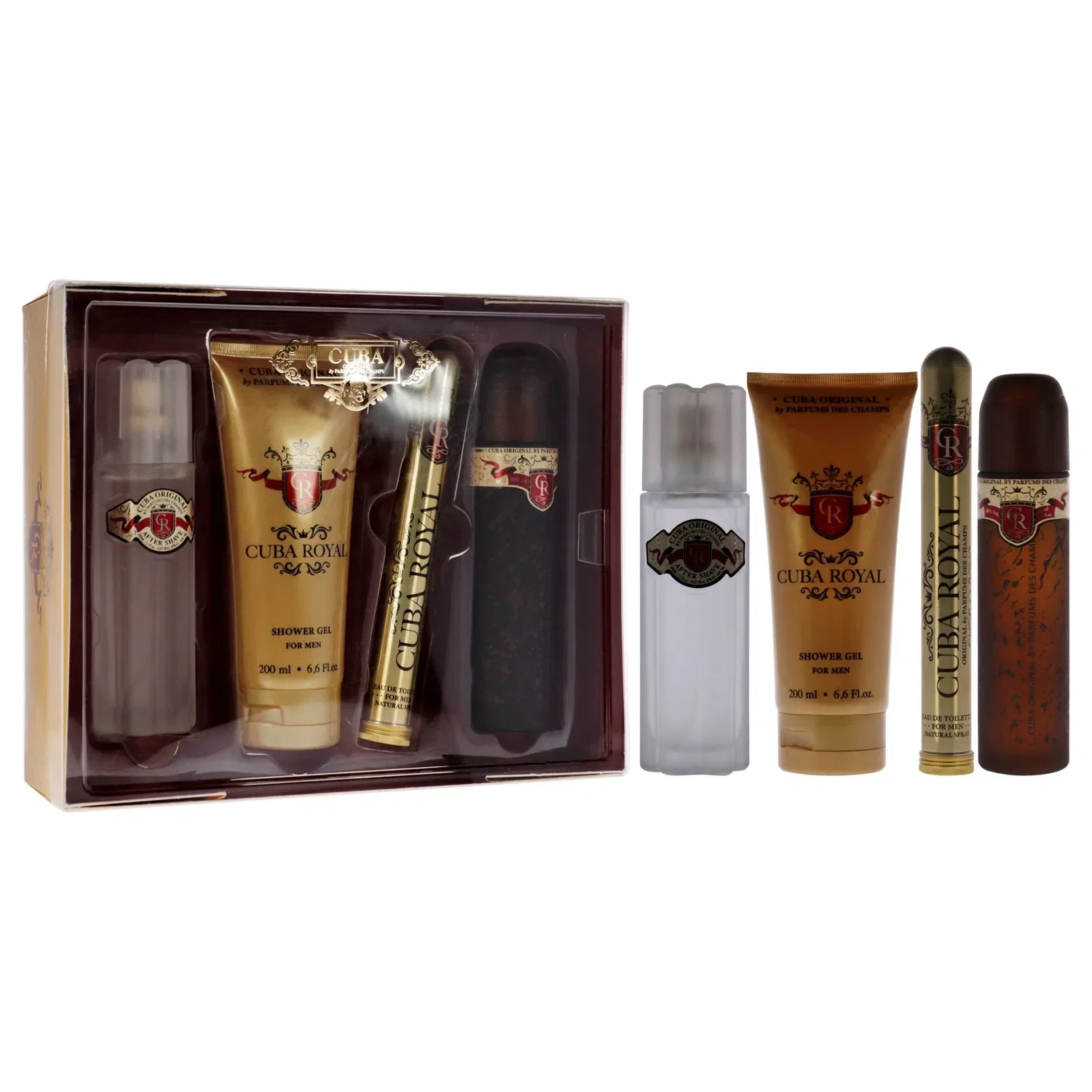 Набор Cuba Royal от Cuba для мужчин - подарочный комплект из 4 предметов: туалетная вода в спрее (99 мл), туалетная вода в спрее (35 мл), лосьон после бритья (99 мл), гель для душа (6,7 мл), коричневый — фото 4
