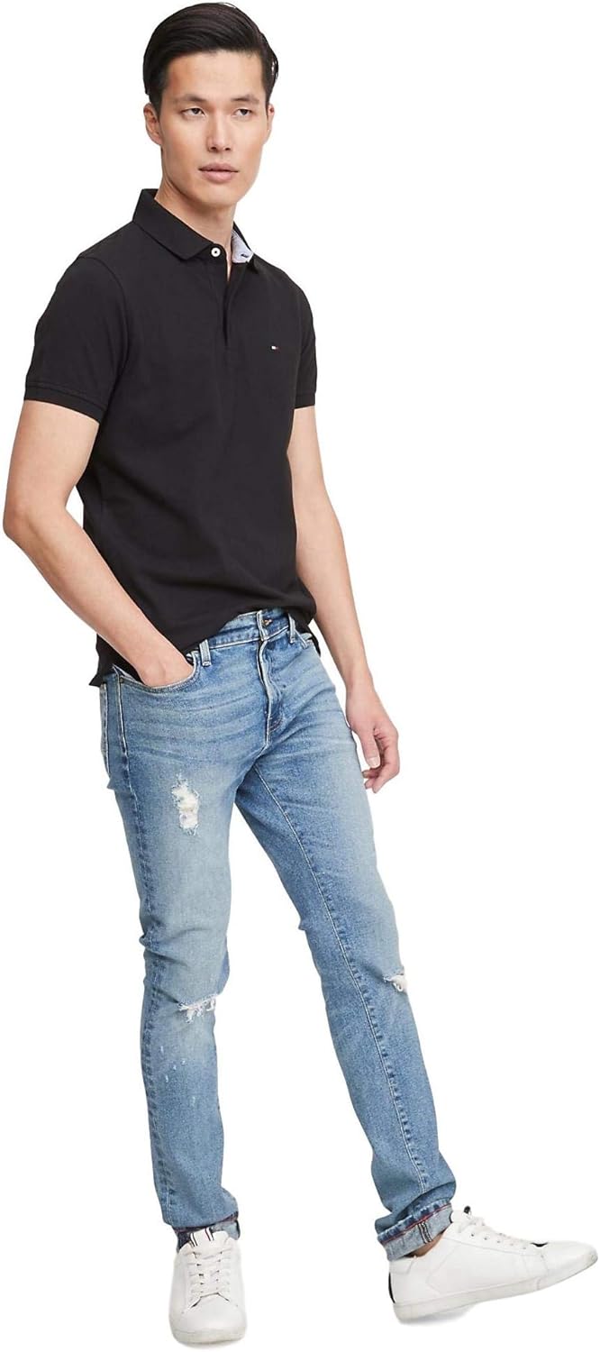 Мужская рубашка-поло Tommy Hilfiger Stretch Slim Fit Pique, (Summer 2020) True Black — фото 2