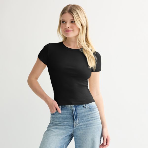 

Облегающая футболка для подростков Baby Tee So, черный