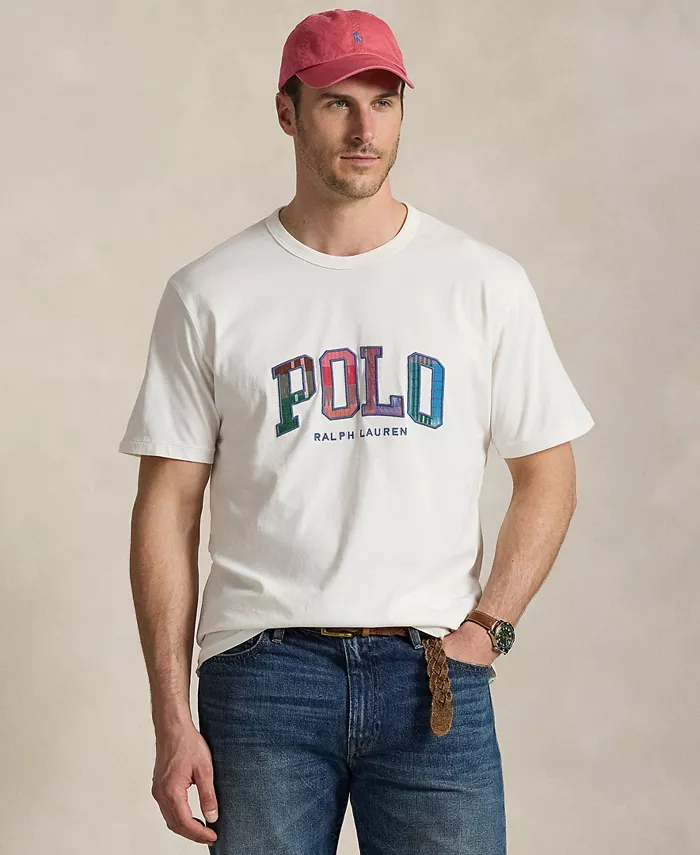 

Мужская футболка с клетчатым логотипом Big & Tall Polo Ralph Lauren, слоновая кость/кремовый