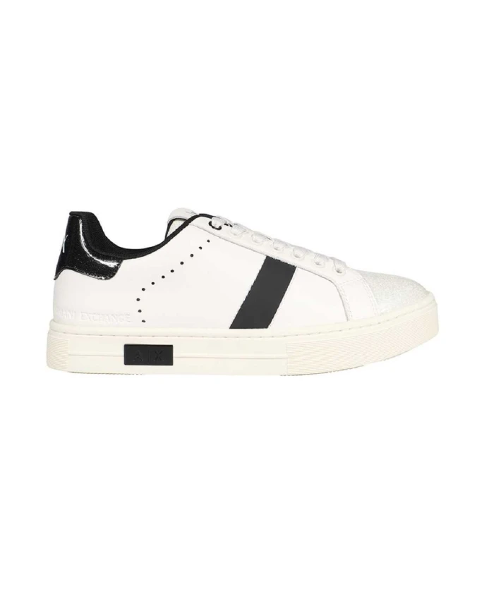 

Кроссовки из блестящей кожи Armani Exchange, белый