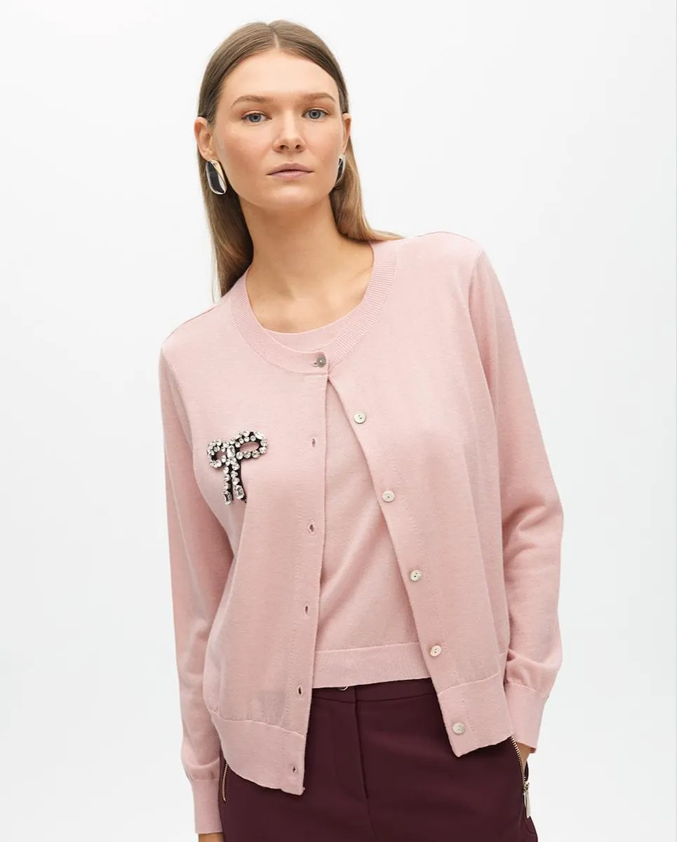 

Женский кардиган из 2 частей с декоративным бантом-украшением Lola Casademunt, светло-розовый