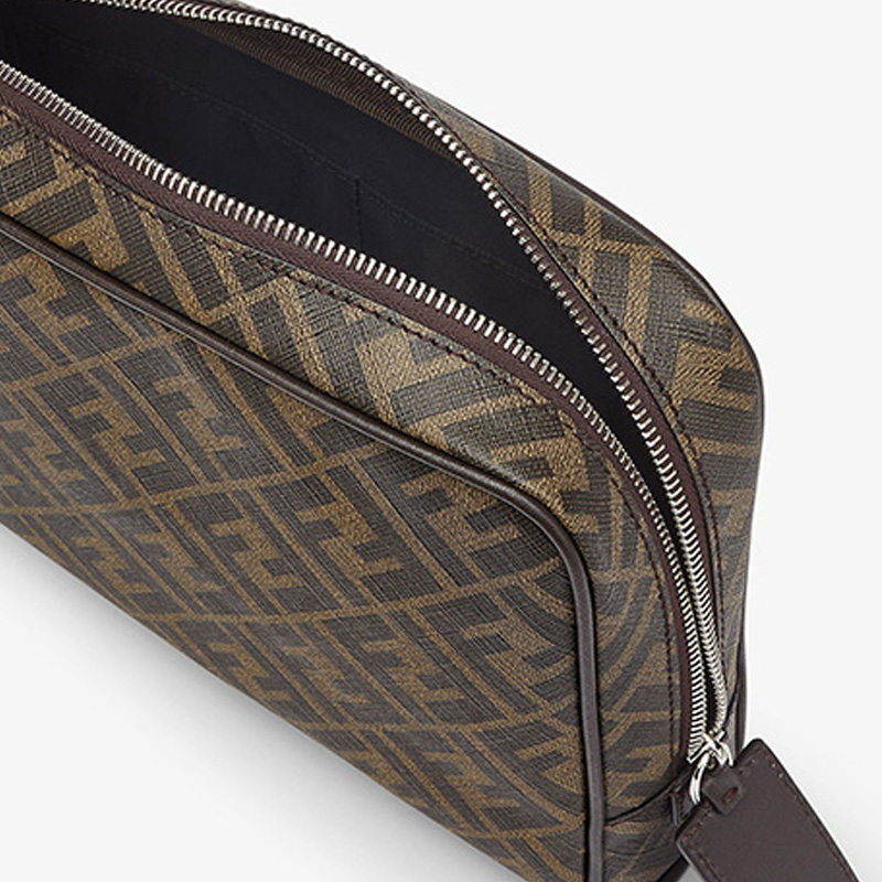 FENDI Косметичка с мотивом FF коричнево-черная — фото 3