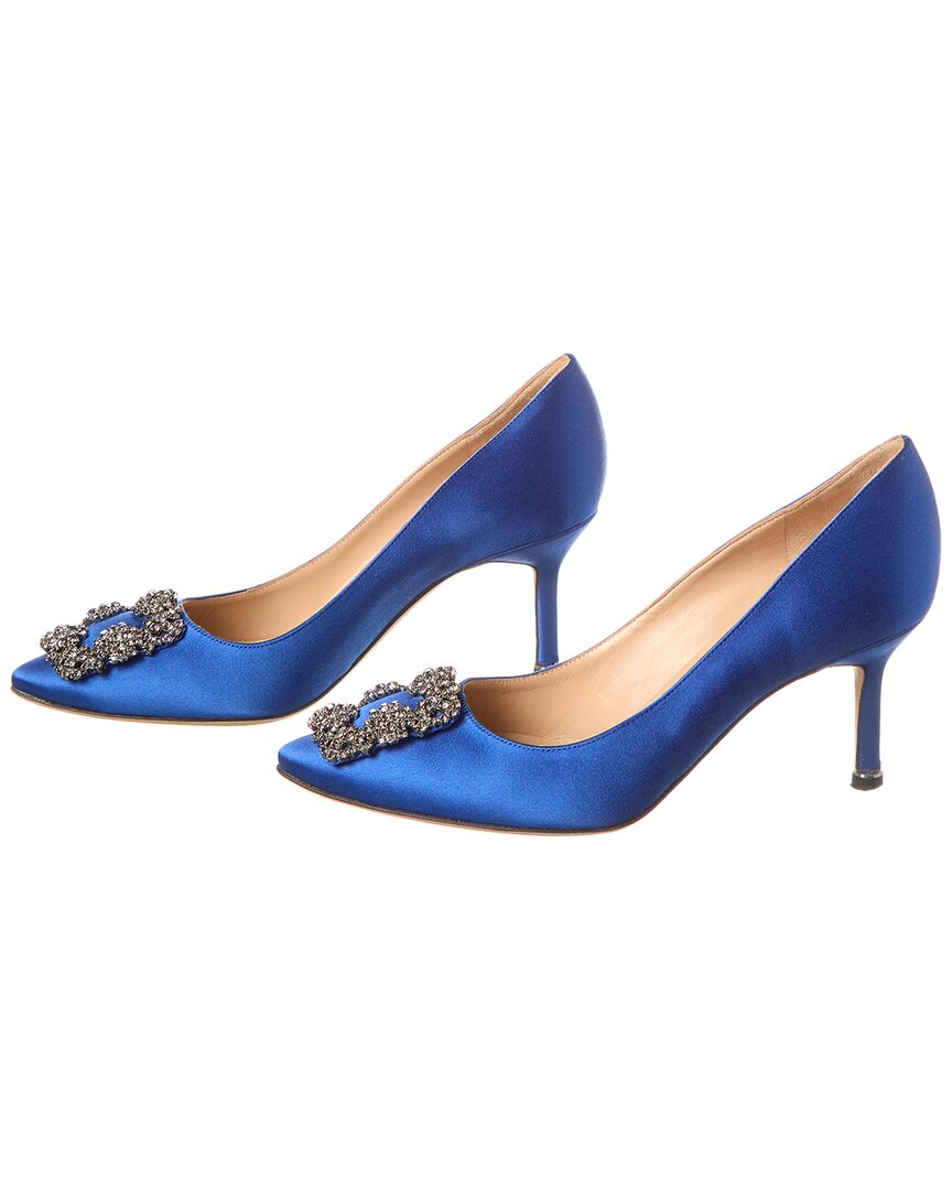 Туфли Manolo Blahnik Hangisi 70 Satin Pump (подлинные, б/у), синий — фото 2