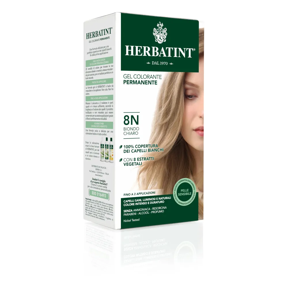 

Краска для волос Herbatint Permanent Gel 8N Светлый блондин 150 мл