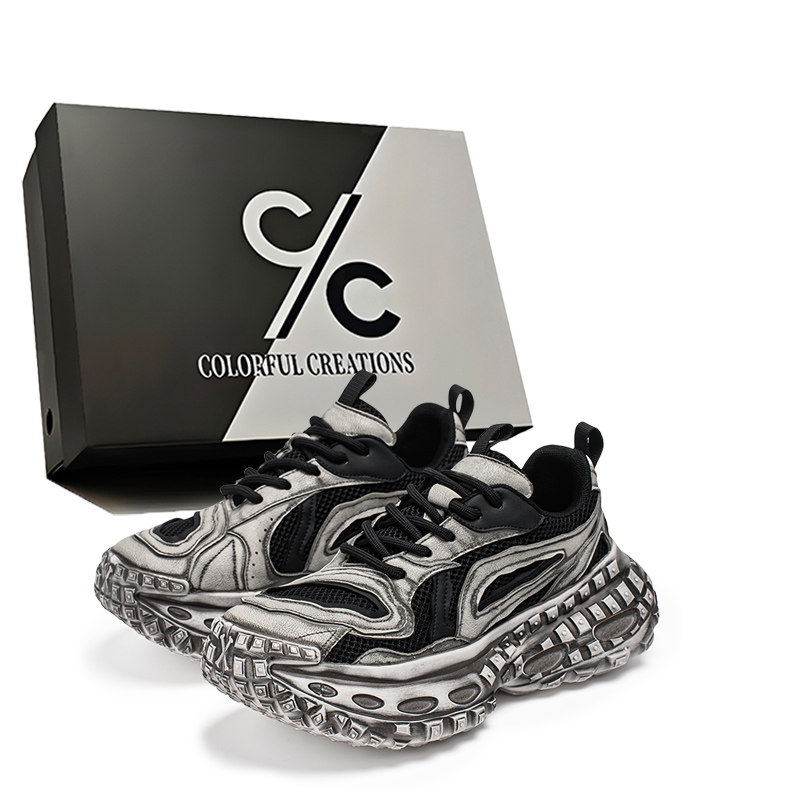 

Нескользящие, износостойкие, дышащие низкие кроссовки на массивной подошве для мужчин Colorful Creations, Black