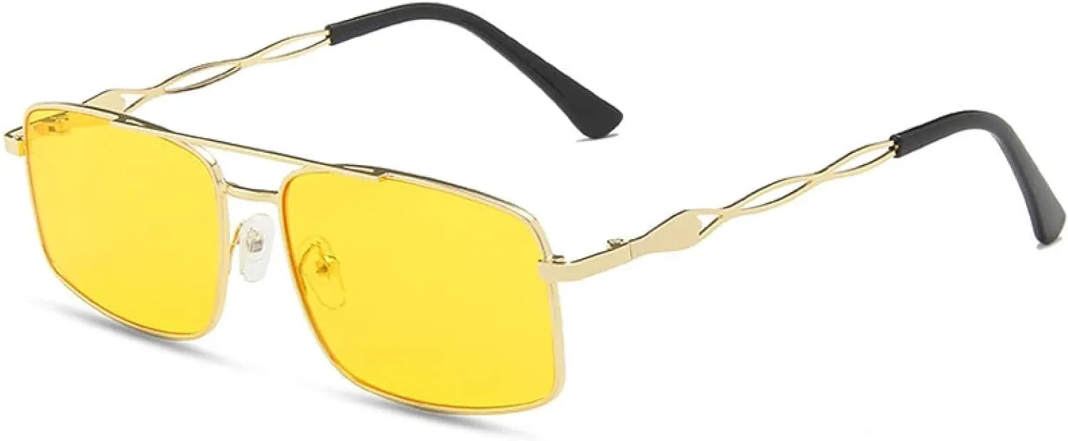 

Винтажные металлические солнцезащитные очки для женщин и мужчин, для летних путешествий, пляжных вечеринок, защита от УФ-излучения UV400 TKKTLLT, Gold Yellow