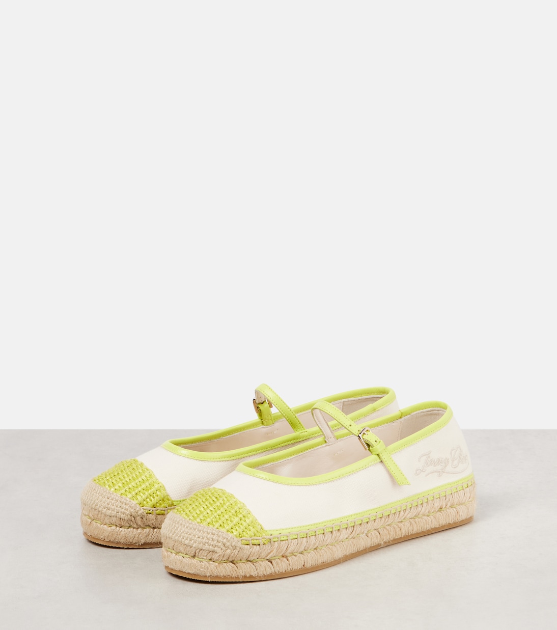 Эспадрильи Aciel из холста с кожаной отделкой Jimmy Choo, Lime Mix — фото 4