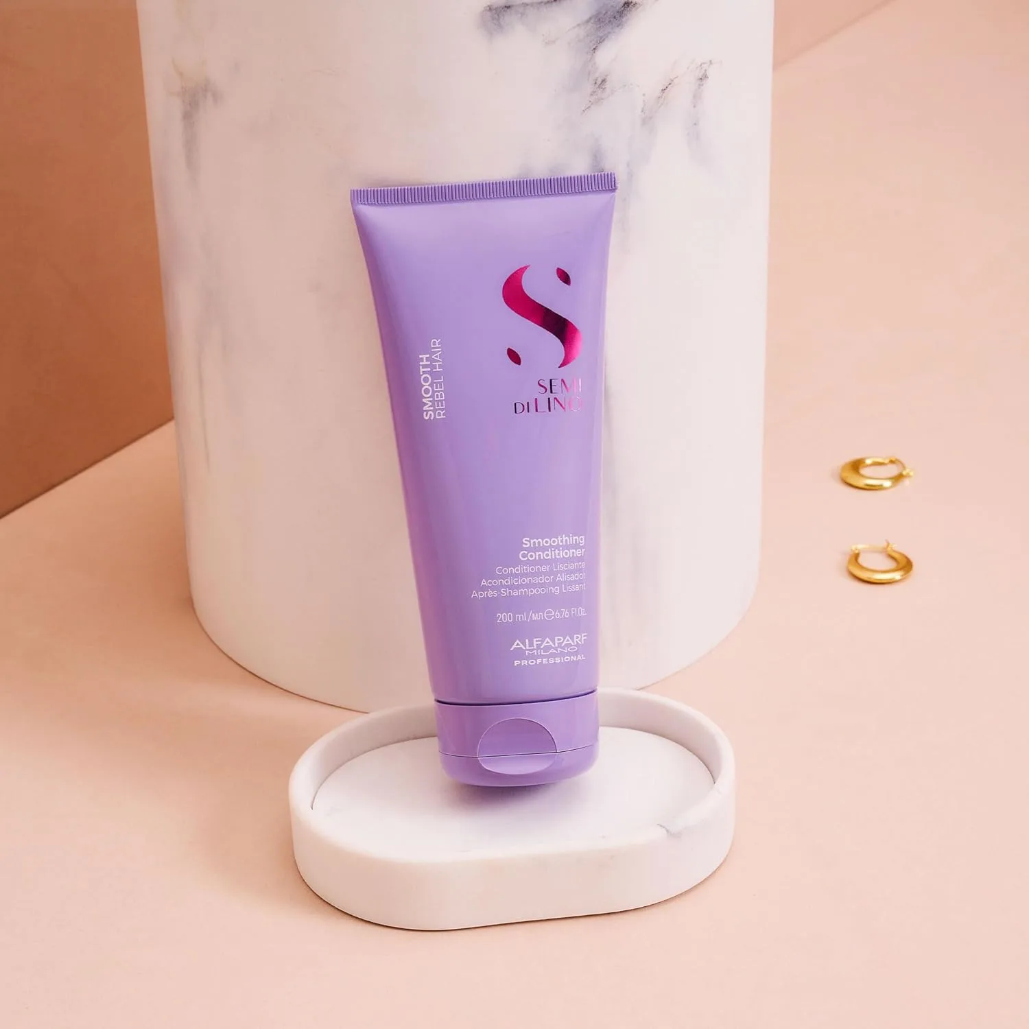 Alfaparf Milano Semi Di Lino Smooth Conditioner для непослушных и пушащихся волос - смягчающий кондиционер с семенами льна для контроля влажности 200 мл — фото 3