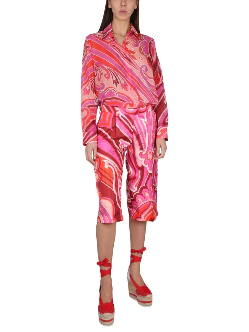 Бермуды из шелка и хлопка Etro, Pink — фото 2