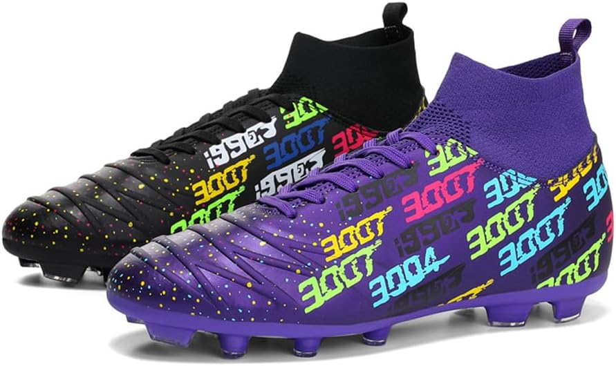 

Кроссовки MAUGELY для мужчин с шипами для твердого грунта, футбольная обувь, легкая для бега, уличная, удобная для тренировок и игры в футбол, пурпурный