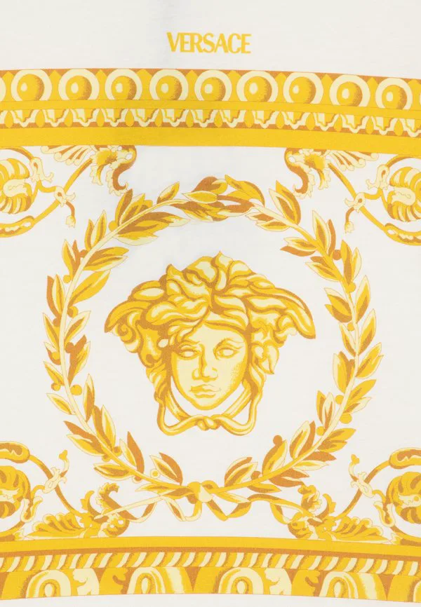 Футболка унисекс с принтом медузы и гирляндой Versace, White/Gold — фото 3
