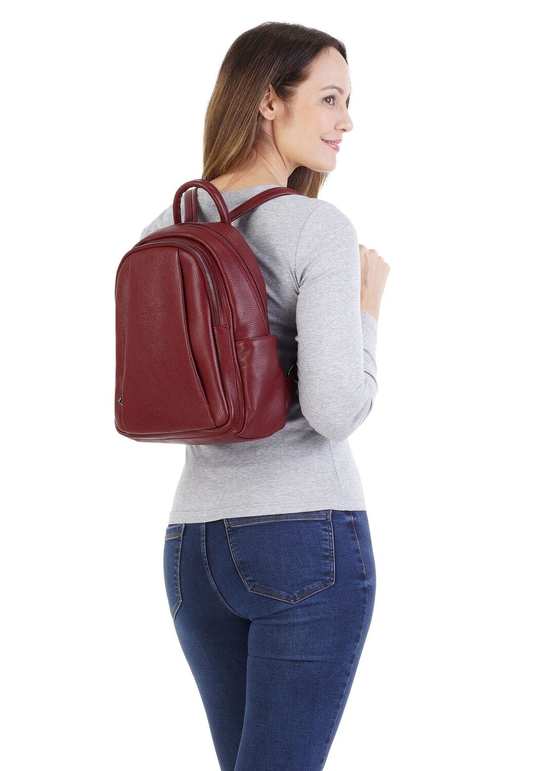 

Рюкзак из натуральной кожи, производство Италия Samantha Look, красный