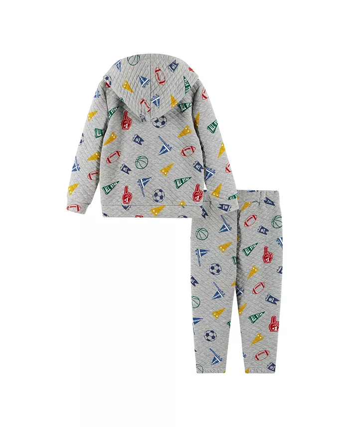 Детский спортивный комплект с капюшоном Varsity Print Andy & Evan, серый — фото 2