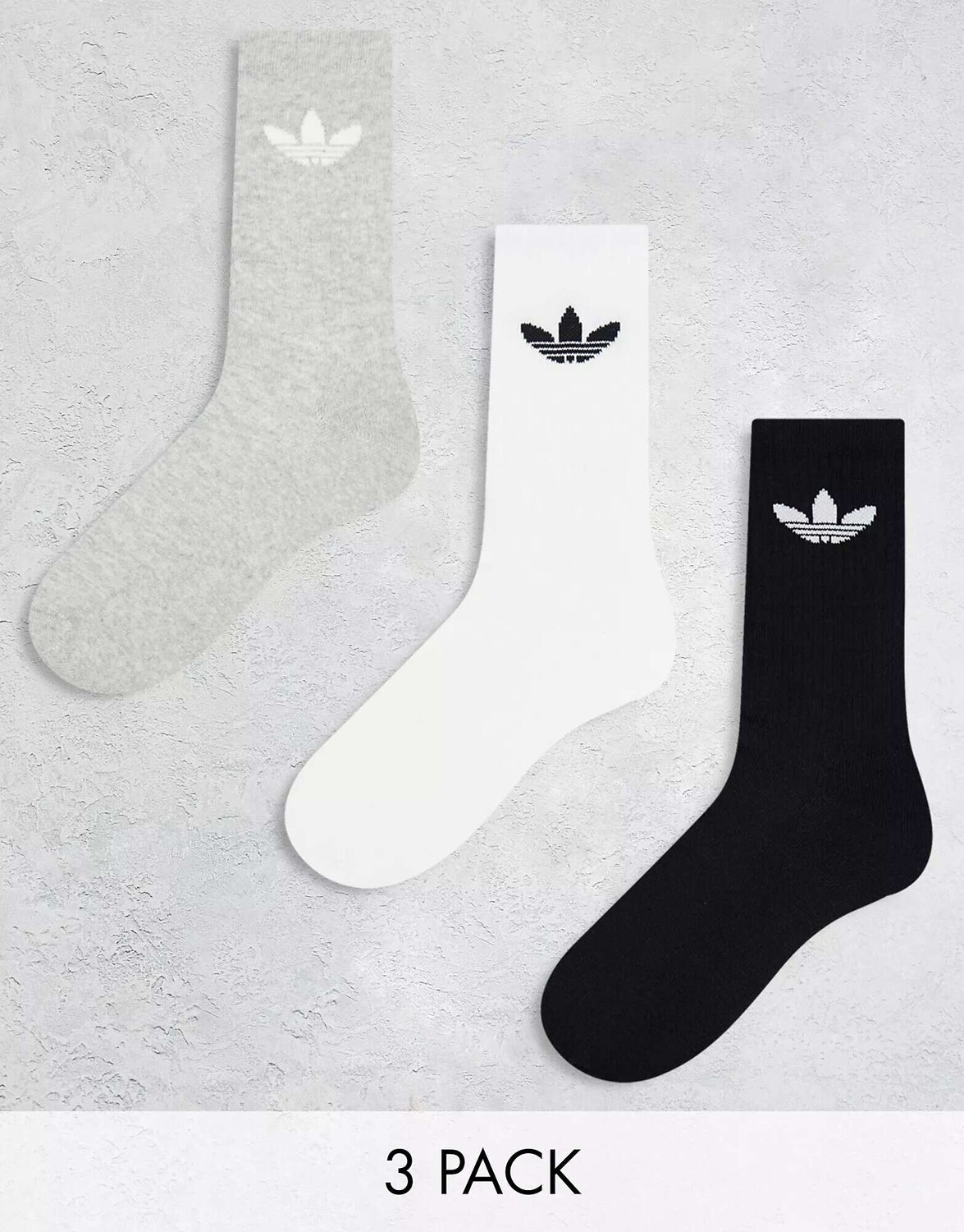 

3 пары носков adidas Originals трилистника черного/серого/белого цвета