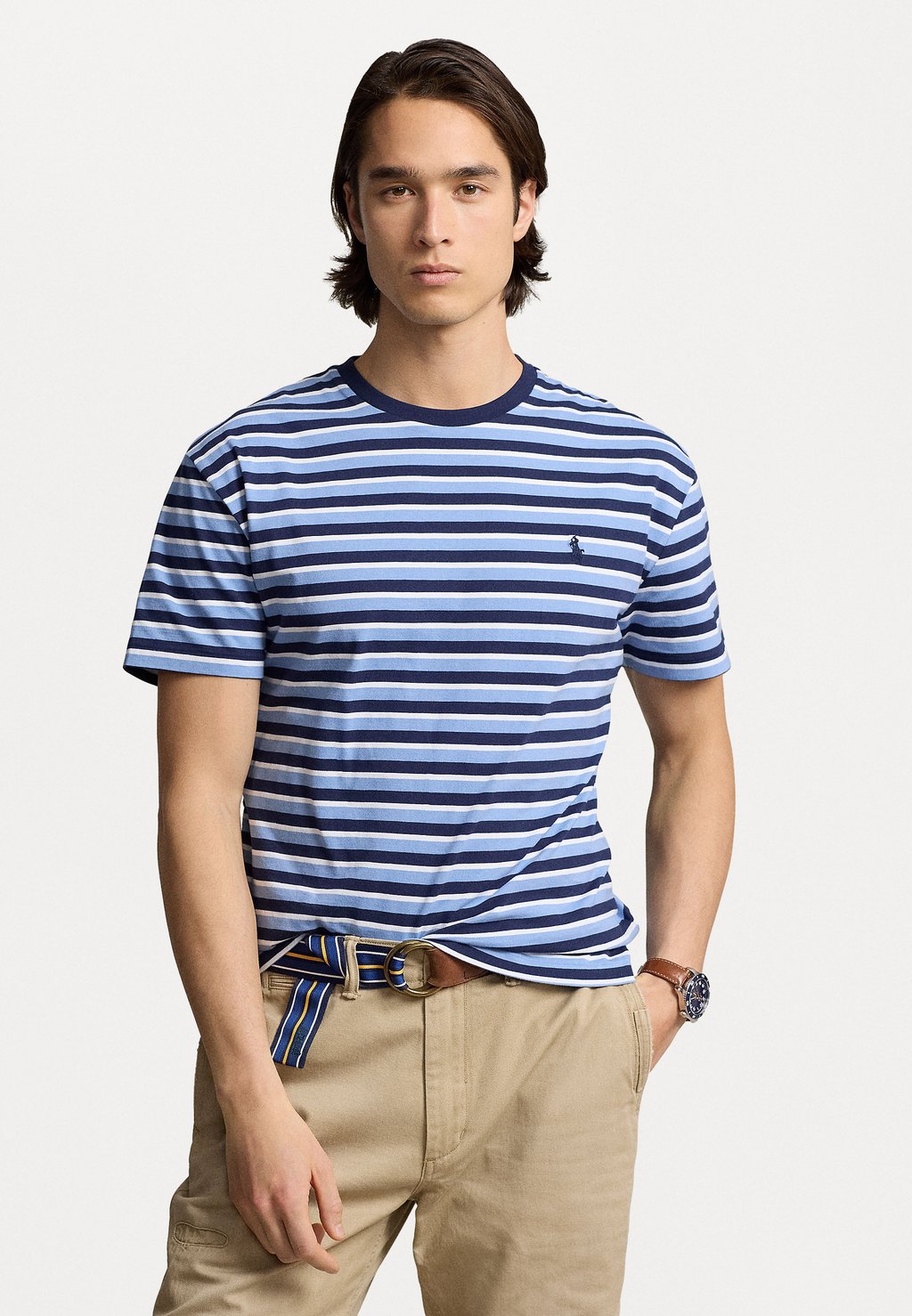 

Принт на футболке CLASSIC FIT STRIPED JERSEY T-SHIRT Ralph Lauren, синий