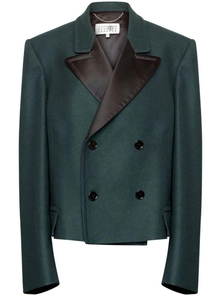 

Двубортный пиджак оверсайз Mm6 Maison Margiela, зеленый