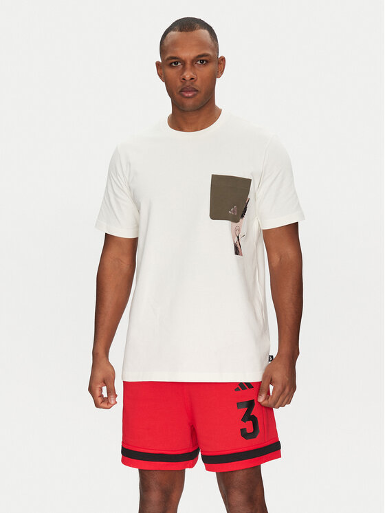 

Свободная футболка Lens Elevated Pocket Graphic JJ3928 Adidas, белый