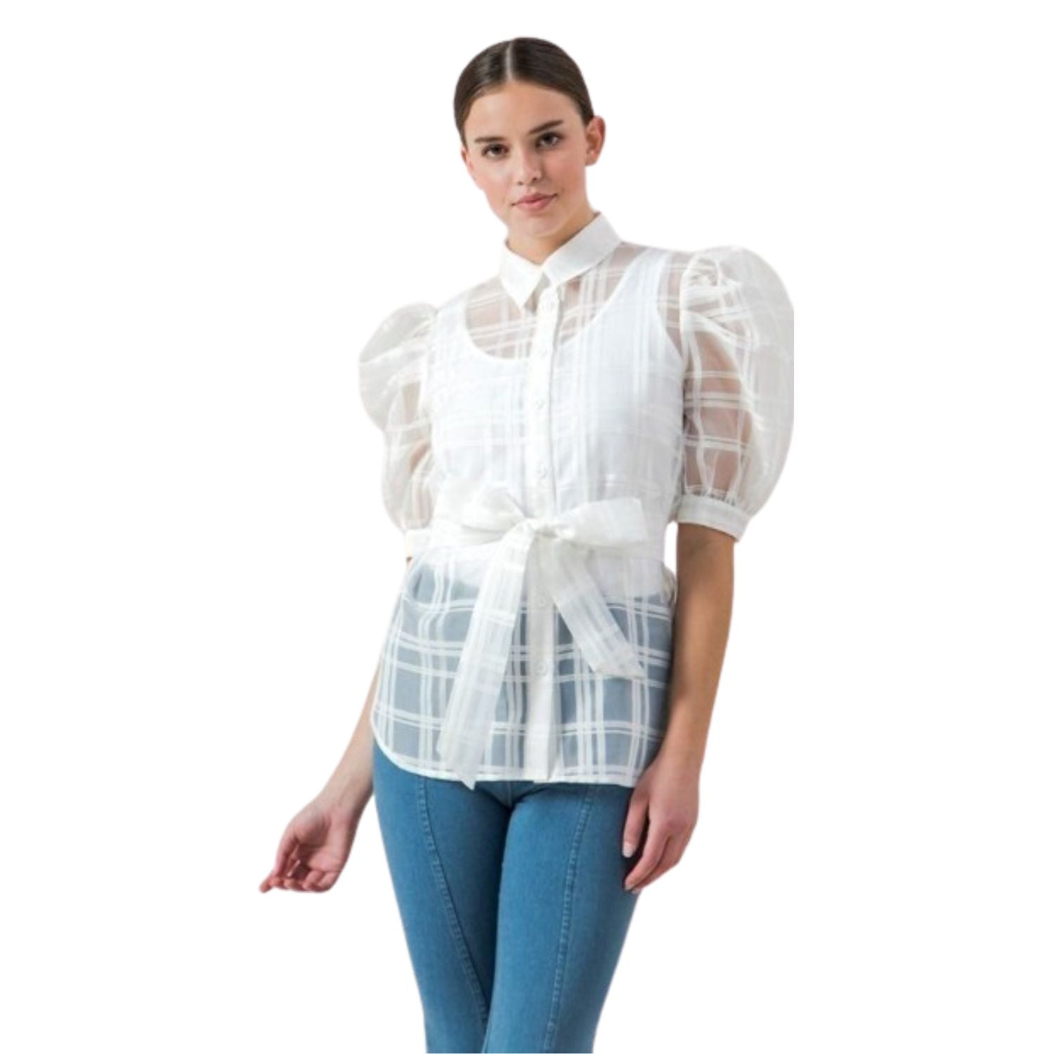 

Прозрачный топ из органзы длины мини FASHNZFAB, белый