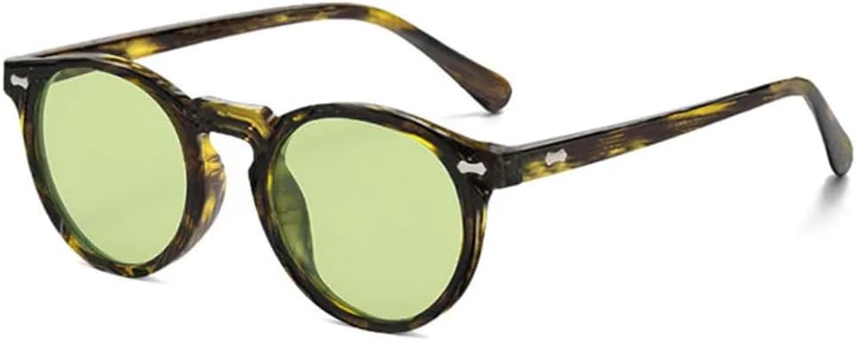 

Солнцезащитные очки для мужчин и женщин - защита от УФ-излучения UV400 - круглые заклепки, темно-зеленый цвет, в стиле панк, для занятий спортом на открытом воздухе и вождения DSVIGF, Green Stripe Green