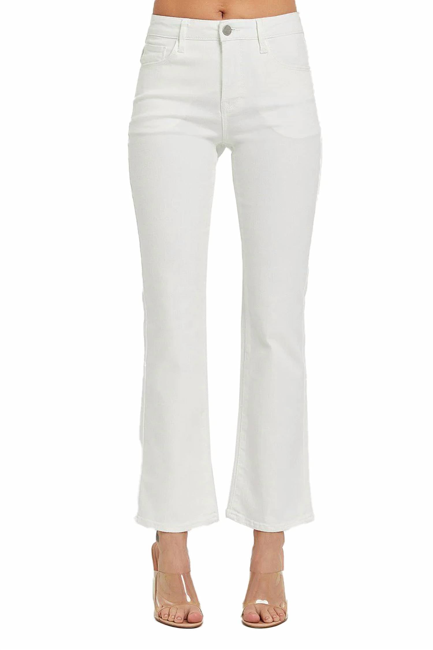 

Белые джинсы-ботфорты с заниженной талией RISEN