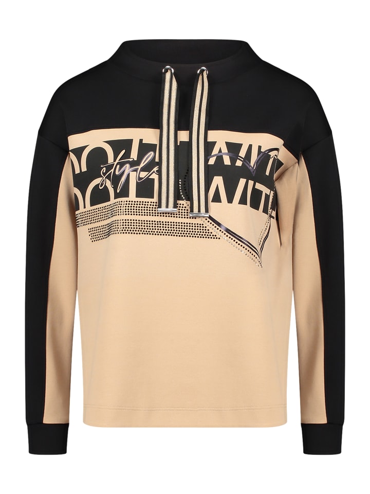 

Толстовка с воротником-стойкой в бежево-черной заплатке Betty Barclay