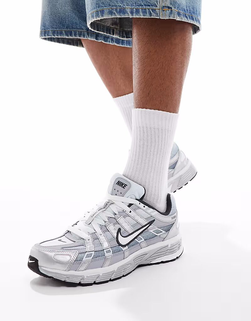 Кроссовки унисекс P-6000 белого и серебристого цветов Nike — фото 3