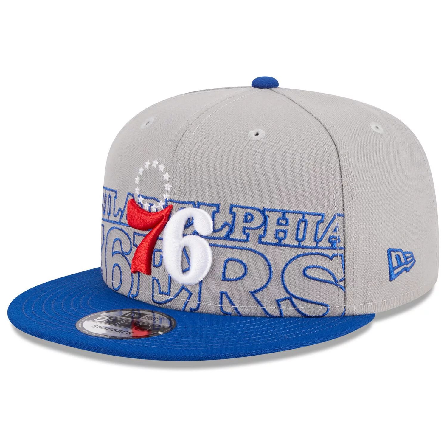 

Мужская двухцветная бейсболка New Era Grey/Royal Philadelphia 76ers 2023 NBA Draft 9FIFTY Snapback