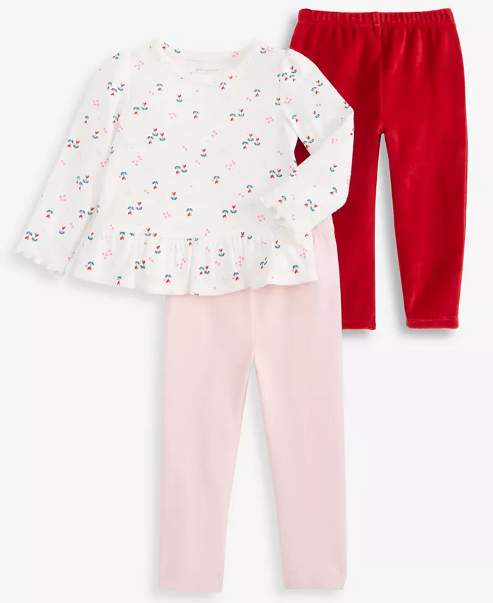 

Комплект для девочек: длинная футболка с рисунком тюльпанов и сердечками и леггинсы Mix and Match First Impressions