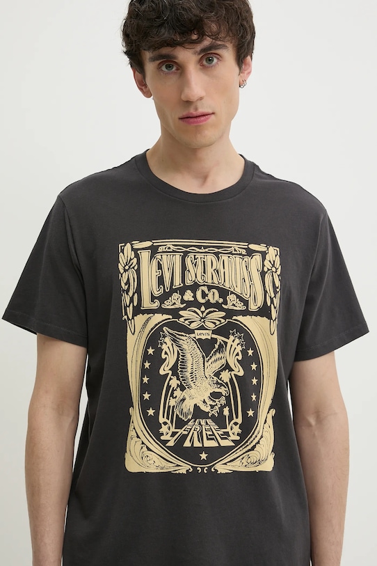 Хлопковая футболка с принтом GRAPHIC CREWNECK TEE Levi'S, серый — фото 4