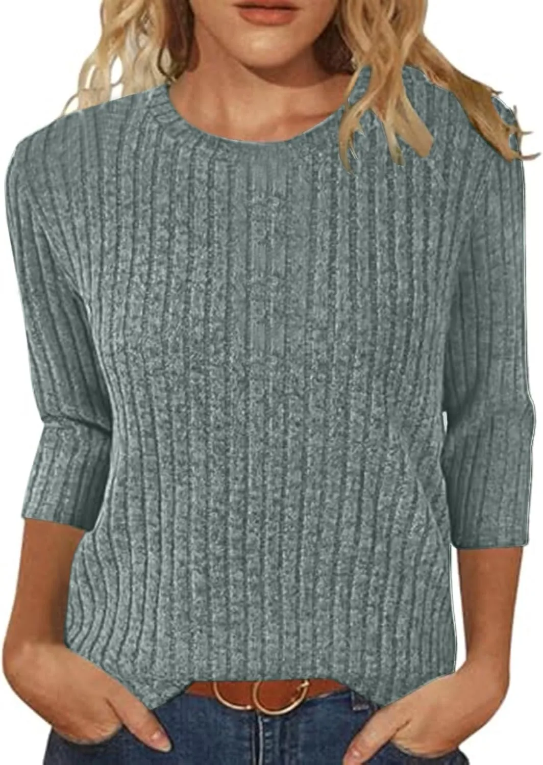 

Свитер для женщин с 3/4 рукавом и круглым вырезом Kenvina