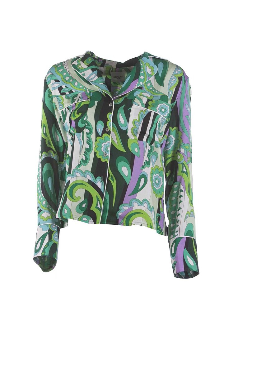 

Рубашка REPLAY & SONS Regular fit Blouse, цвет grass green/dark green