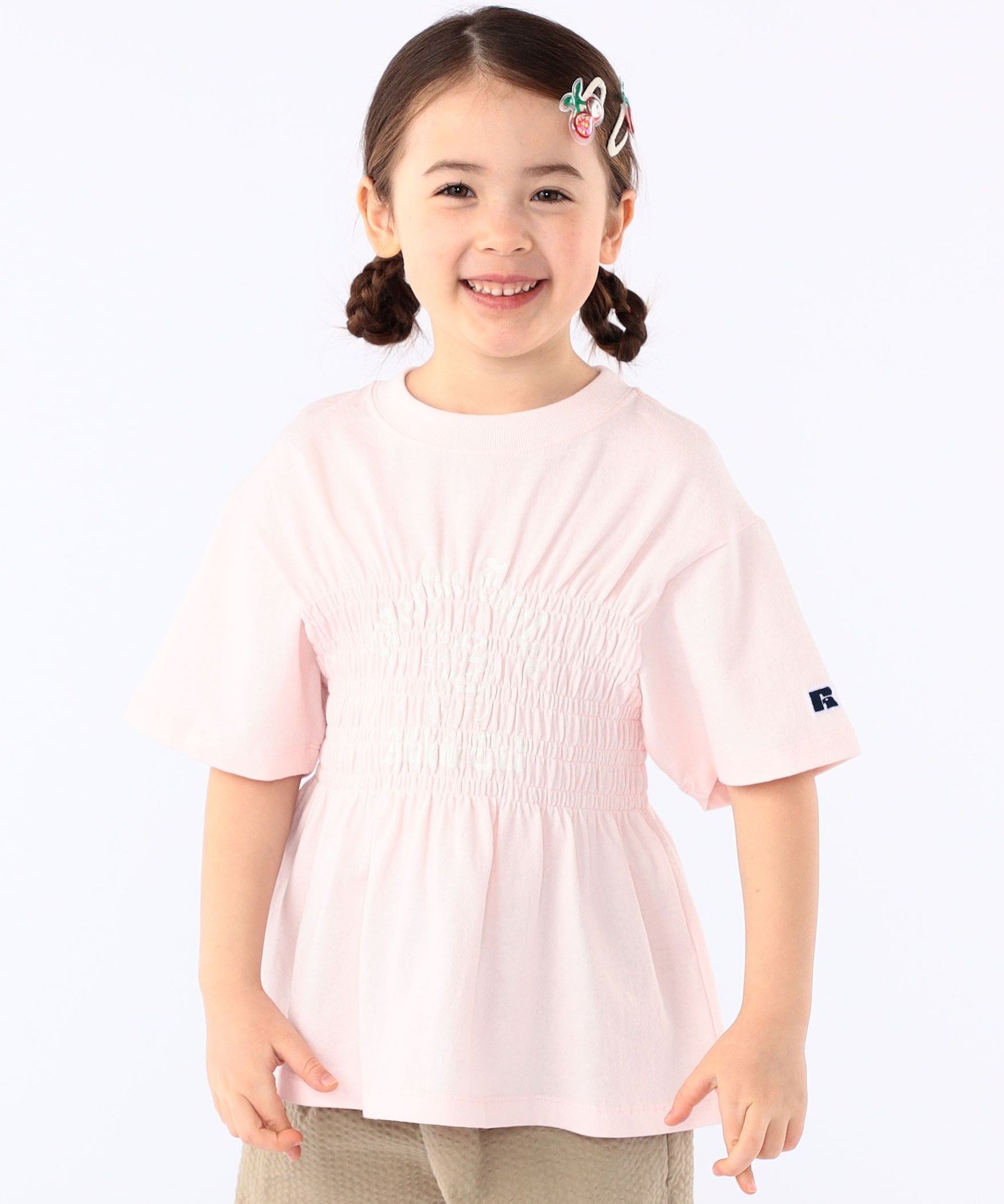 Футболка с коротким рукавом RUSSELL ATHLETIC: 100-130 см / с присборенным принтом SHIPS KIDS, Pink — фото 2