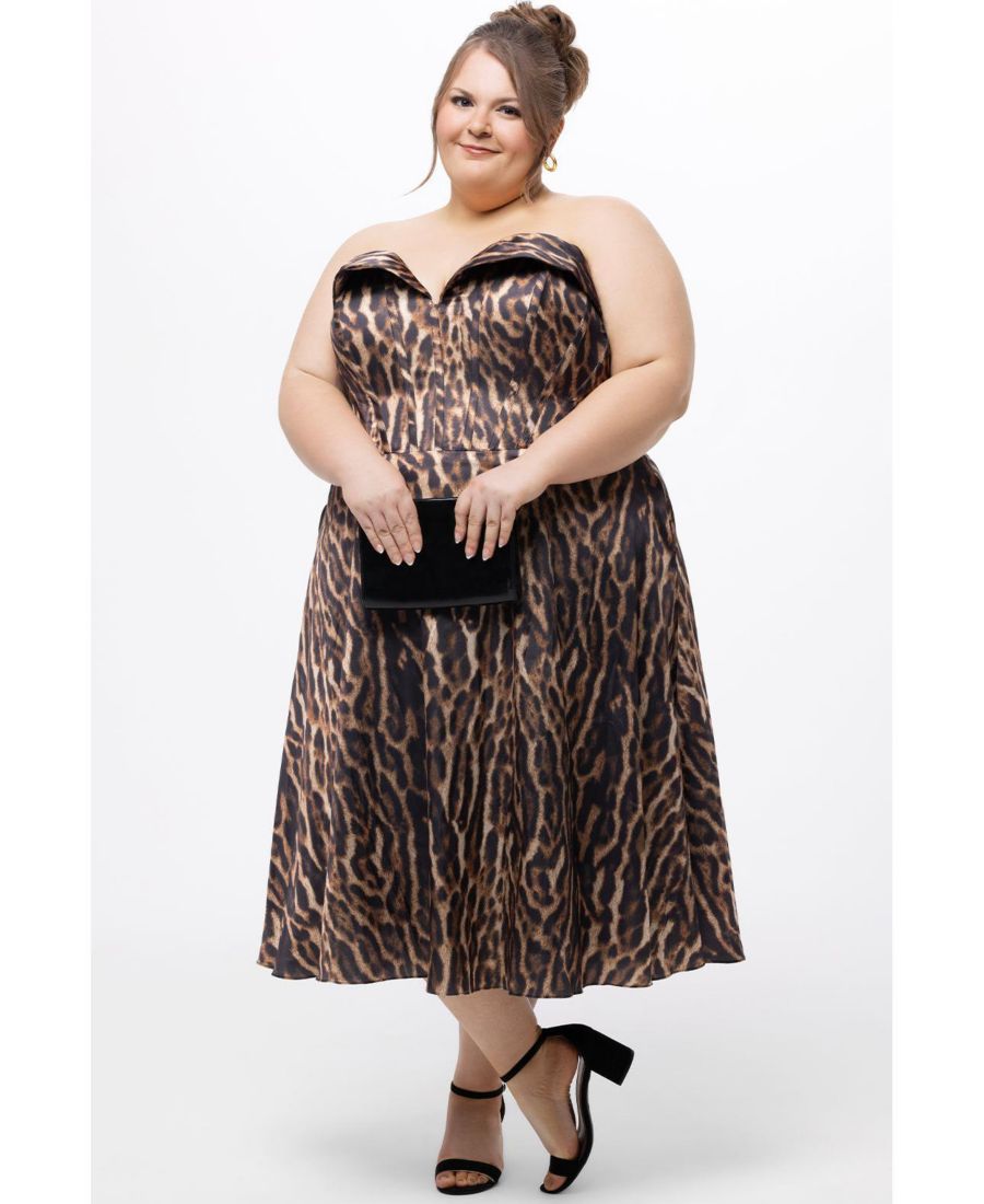 

Женское платье без бретелей с анималистическим принтом, длиной до колена Celebrations by Sydney's Closet, Animal print