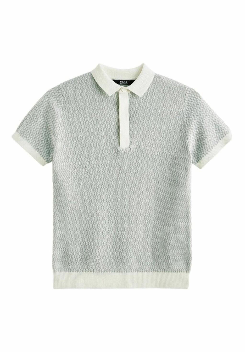 Рубашка-поло Short Sleeve Geo Pattern Regular Fit Next, синяя — фото 3