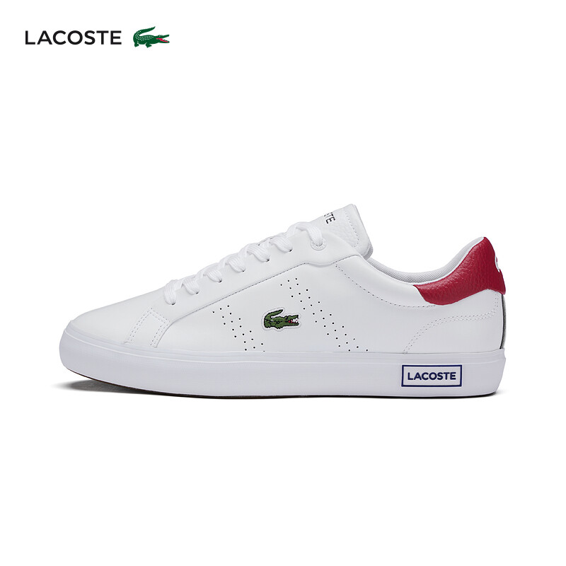 

Кроссовки мужские Lacoste на шнуровке, белый / красный / синий