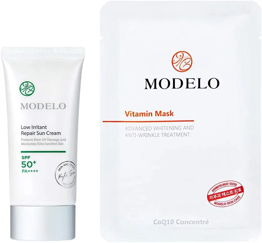 Солнцезащитный крем для лица SPF50+ PA++++ 50мл + Маска витаминная 25мл MODELO Cosmetics Miya Kung