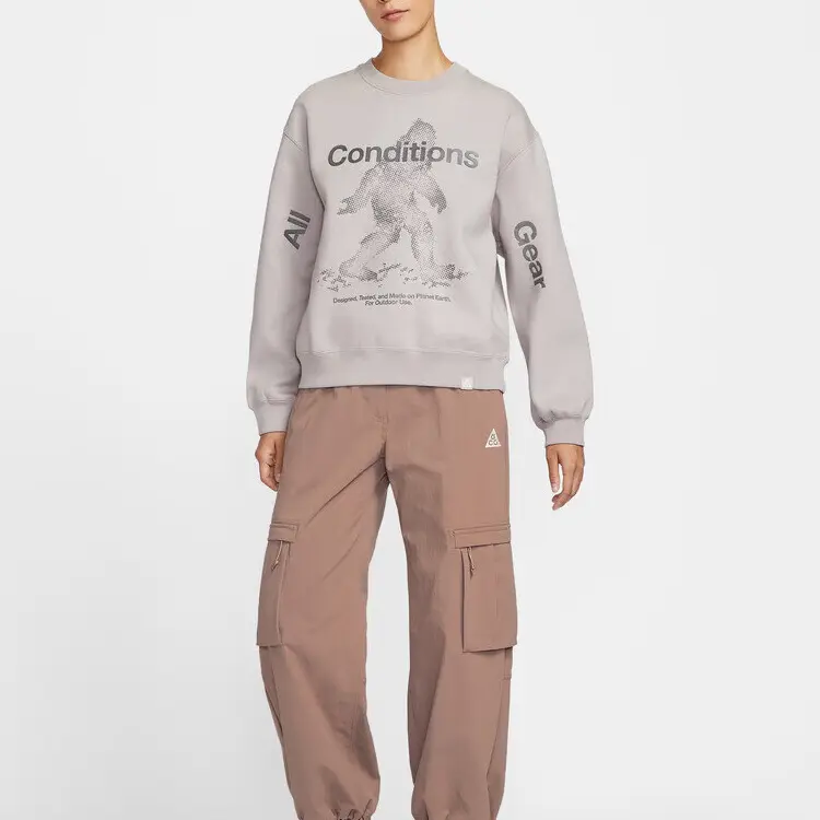 ACG TF TUFF FLEECE CRW SS Свитшот женский Nike, серый — фото 4