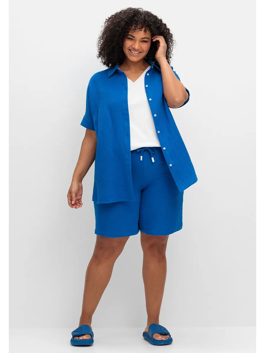 

Шорты-бермуды Sheego "больших размеров", с пристегивающимся поясом, из муслина, цвет Kobalt