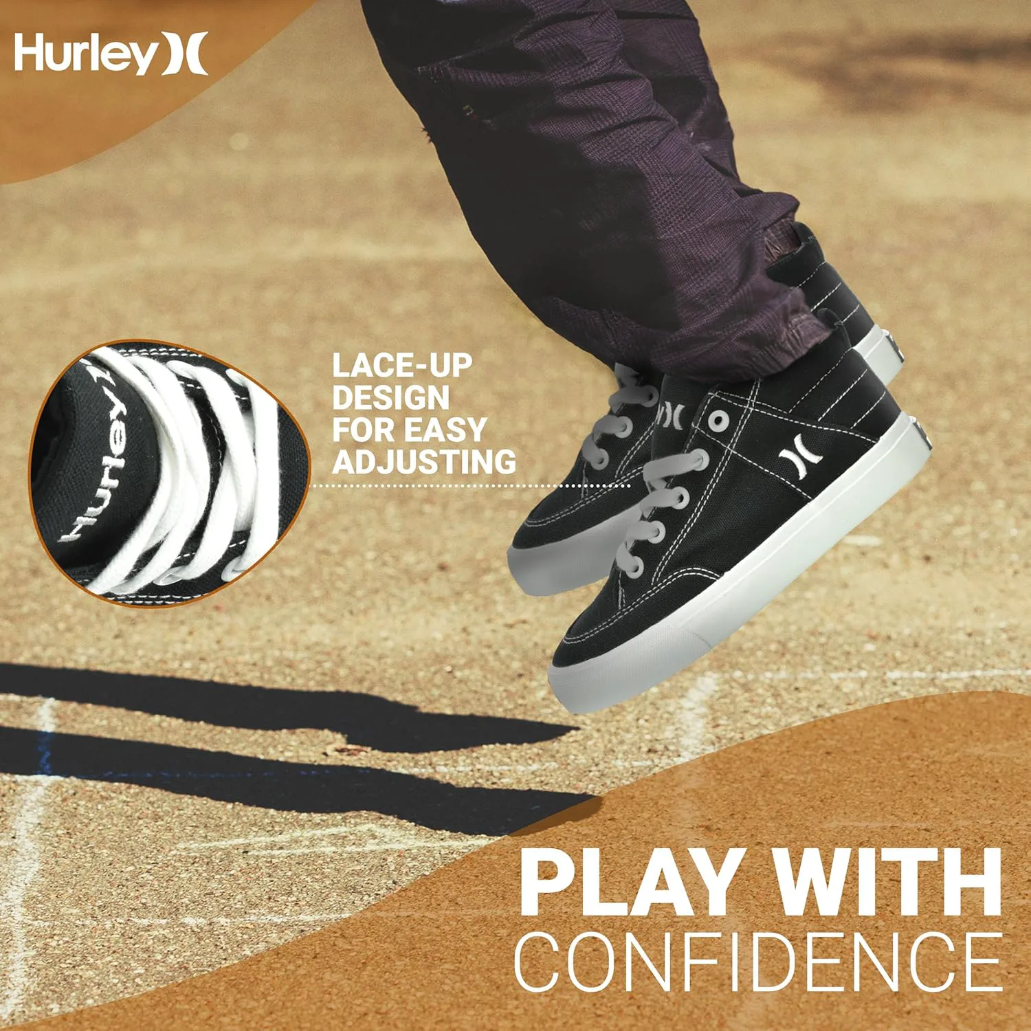 Детские высокие скейтбордные кроссовки Hurley Roddy, спортивная обувь для мальчиков и девочек, черно-белый — фото 4