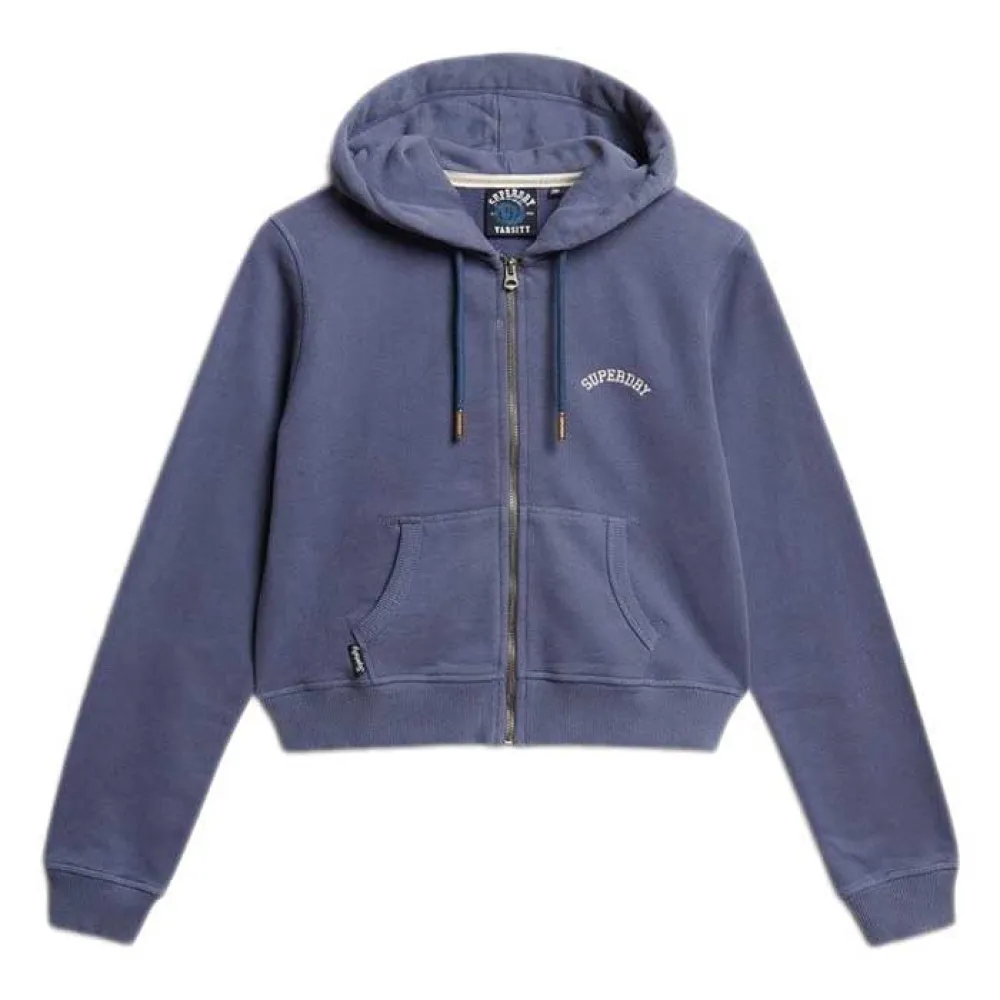 

Толстовка Superdry Essential Logo Cropped full zip, синий
