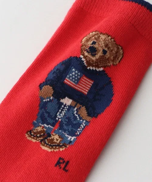Носки POLO RALPH LAUREN с дизайном медведя в джинсах, органический хлопок, белый — фото 2