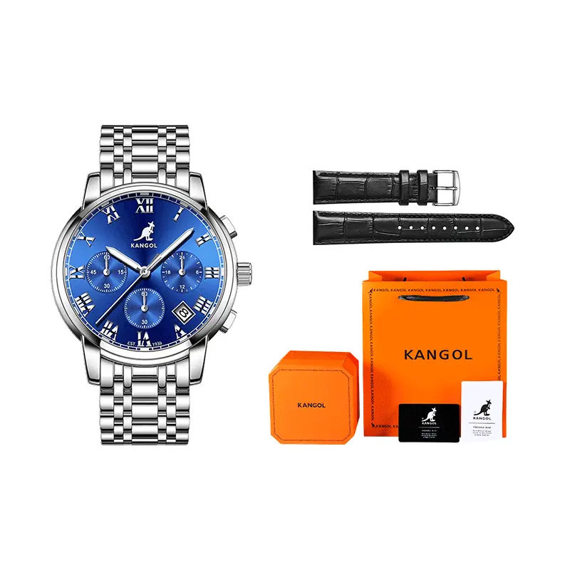 

KANGOL Часы Quartz Movement Steel Strap Watch Men's Watch Black Dial