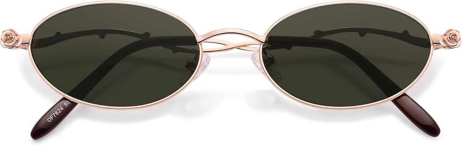 

Модные маленькие овальные солнцезащитные очки VANLINKER для женщин, ретро-стиль 2025, дизайнерские солнцезащитные очки в стиле Y2K, металлическая оправа, 90-е годы, VL9905, Rose Gold Frame Green Grey Lens