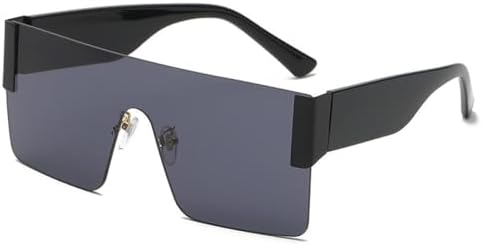 

Черные квадратные солнцезащитные очки для женщин в большой сиамской оправе, модные ретро-очки с зеркальными линзами, винтажные женские солнцезащитные очки без оправы MTZJH, Black