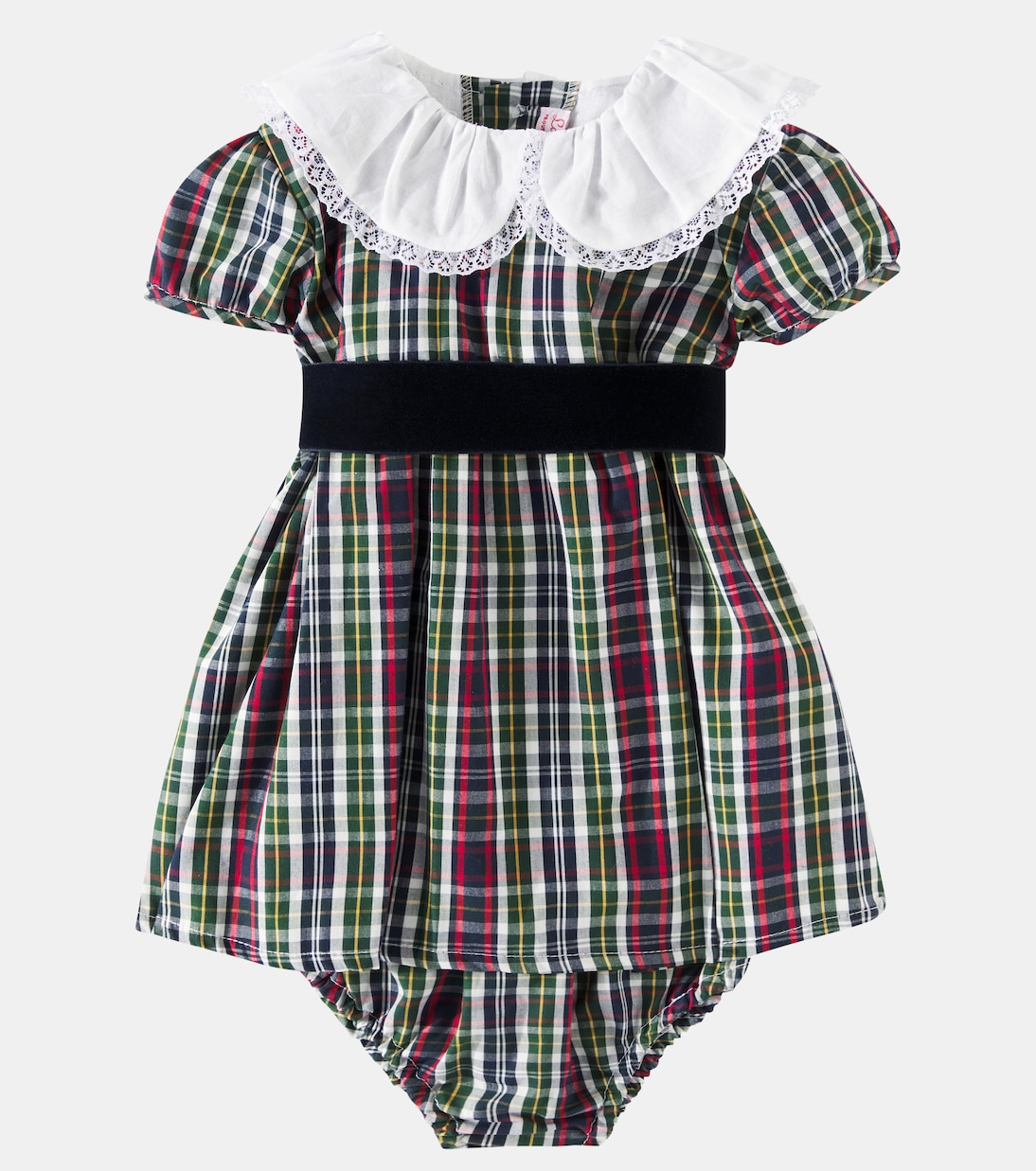 Комплект из хлопкового платья и панталон Baby Alicia La Coqueta, Navy Tartan — фото 2