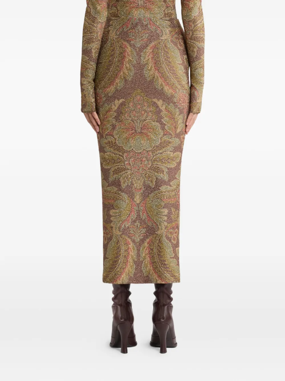 Юбка миди с узором пейсли Etro, коричневый — фото 4
