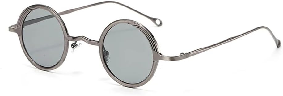

Ретро поляризованные классические металлические маленькие круглые панк-солнцезащитные очки для мужчин, модные прозрачные солнцезащитные очки с защитой от синего света для женщин UV400 KTUCN, Gun Light Gray