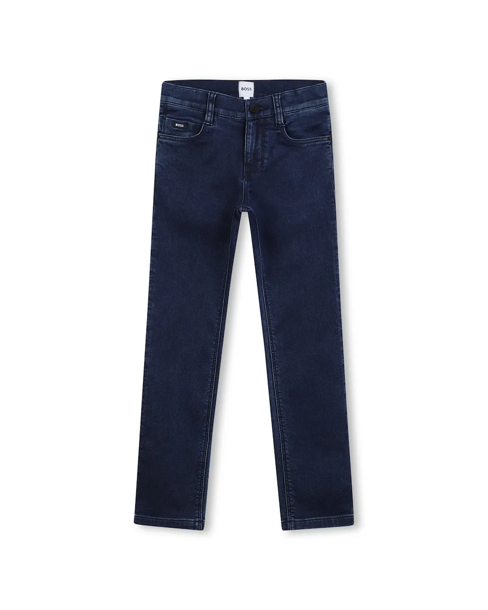 

Детские джинсы с пятью карманами, однотонные BOSS Kidswear, синий