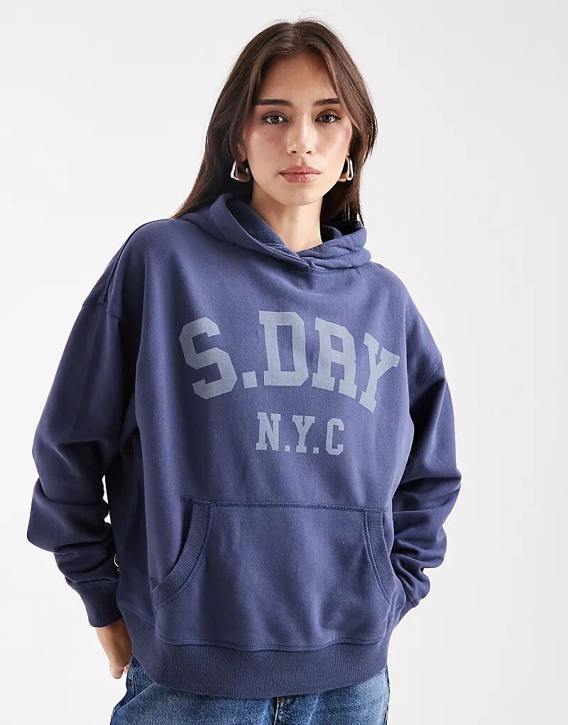 

Свободная толстовка с капюшоном Superdry Athletic Essentials в цвете Mariner Navy